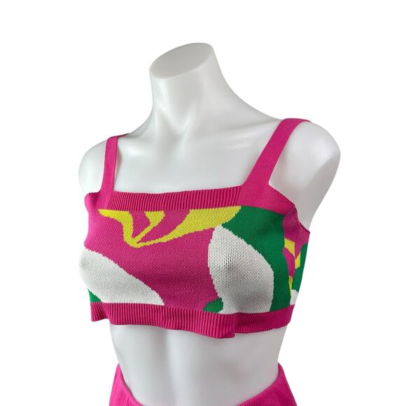 Women's Multicolor Printed Sleeveless Crop Tank Top & Mini Shorts Matching Set S - Picture 3 of 6